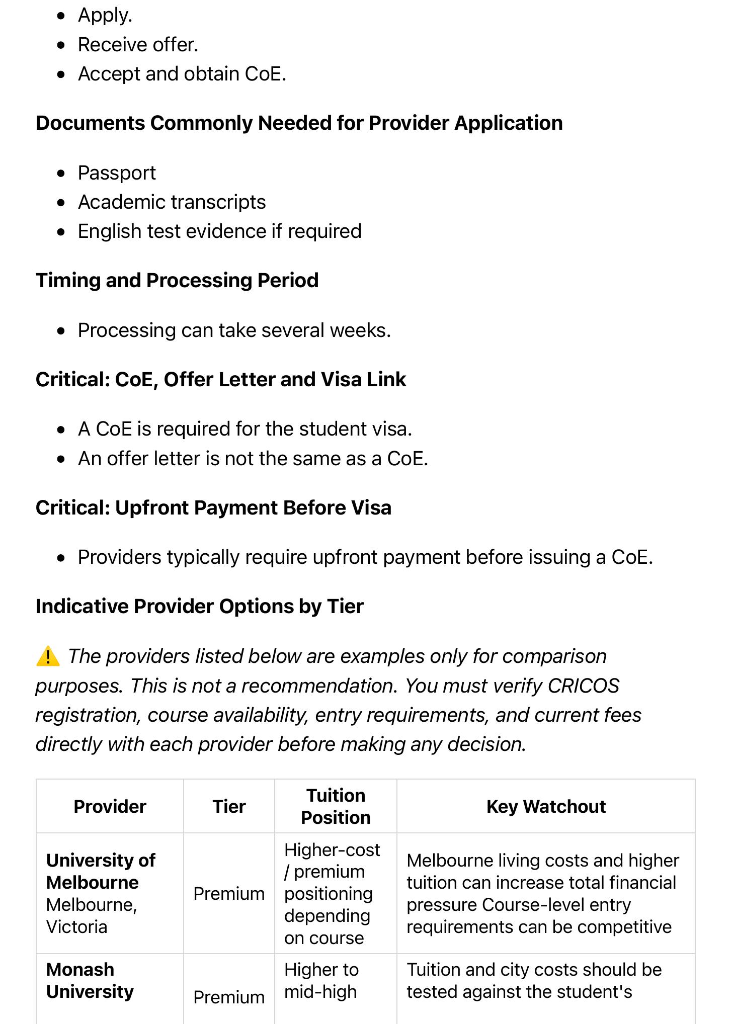 Sample Report — University Recommendations